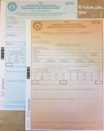 Seed Sample certificate and Seed Lot certificate examples